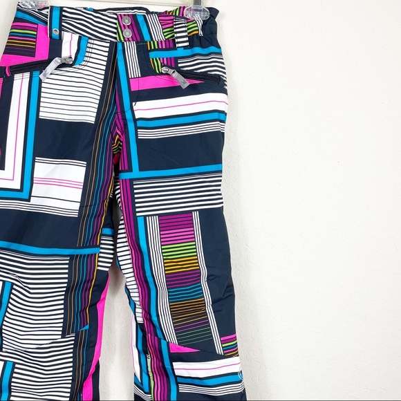 Spyder geometric bright colors ski pants size 12 - Picture 5 of 11